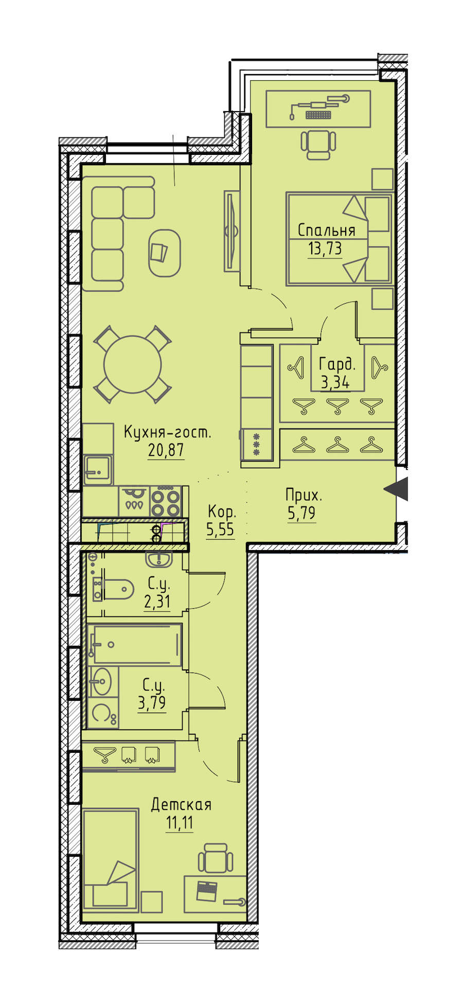2-комнатная квартира 66.49 м², 4/6 эт., ЖК «LEGENDA Сампсониевский 32»
